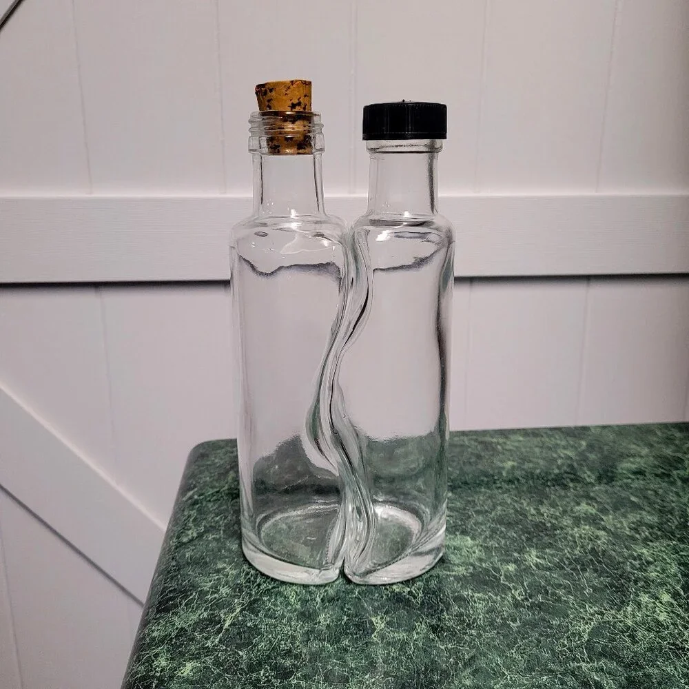 Vinegar and Oil Clear Bottles That Fit Each Other